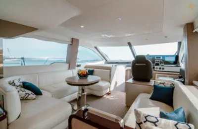 Salon of Illyrius, a Azimut 55 Fly motor yacht at Grad Trogir, Croatia