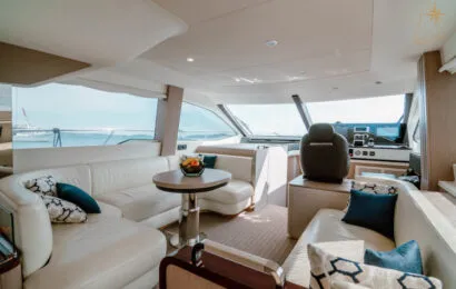 Salon of Illyrius, a Azimut 55 Fly motor yacht at Grad Trogir, Croatia