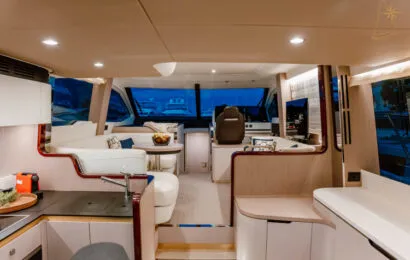 Salon of Illyrius, a Azimut 55 Fly motor yacht at Grad Trogir, Croatia