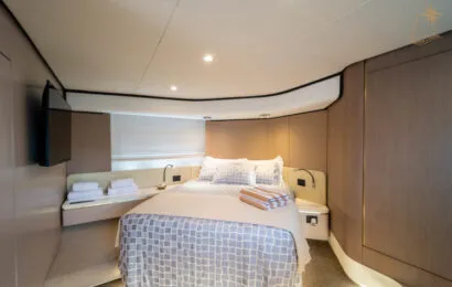 Cabin on Illyrius, a Azimut 55 Fly motor yacht at Grad Trogir, Croatia