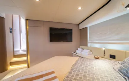 Cabin on Illyrius, a Azimut 55 Fly motor yacht at Grad Trogir, Croatia