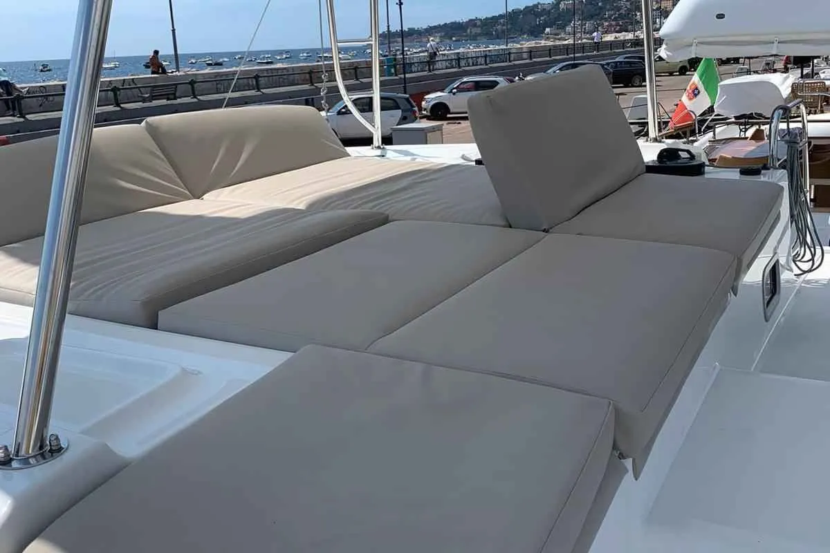 Deck of Lumina, a Lagoon 46 catamaran at Municipal Unit of Lefkada, Greece