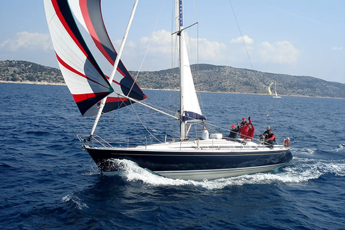 Exterior view of Skalice, a Grand Soleil 43 sailboat at Grad Šibenik, Croatia