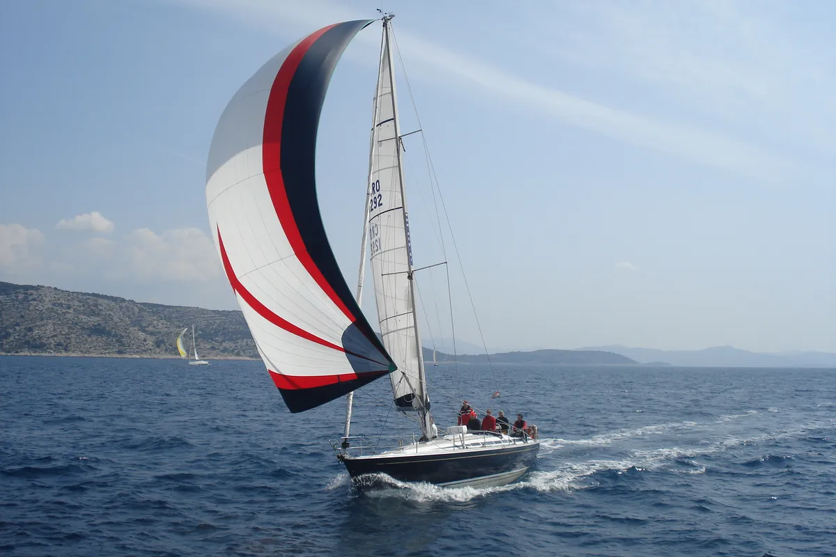 Exterior view of Skalice, a Grand Soleil 43 sailboat at Grad Šibenik, Croatia