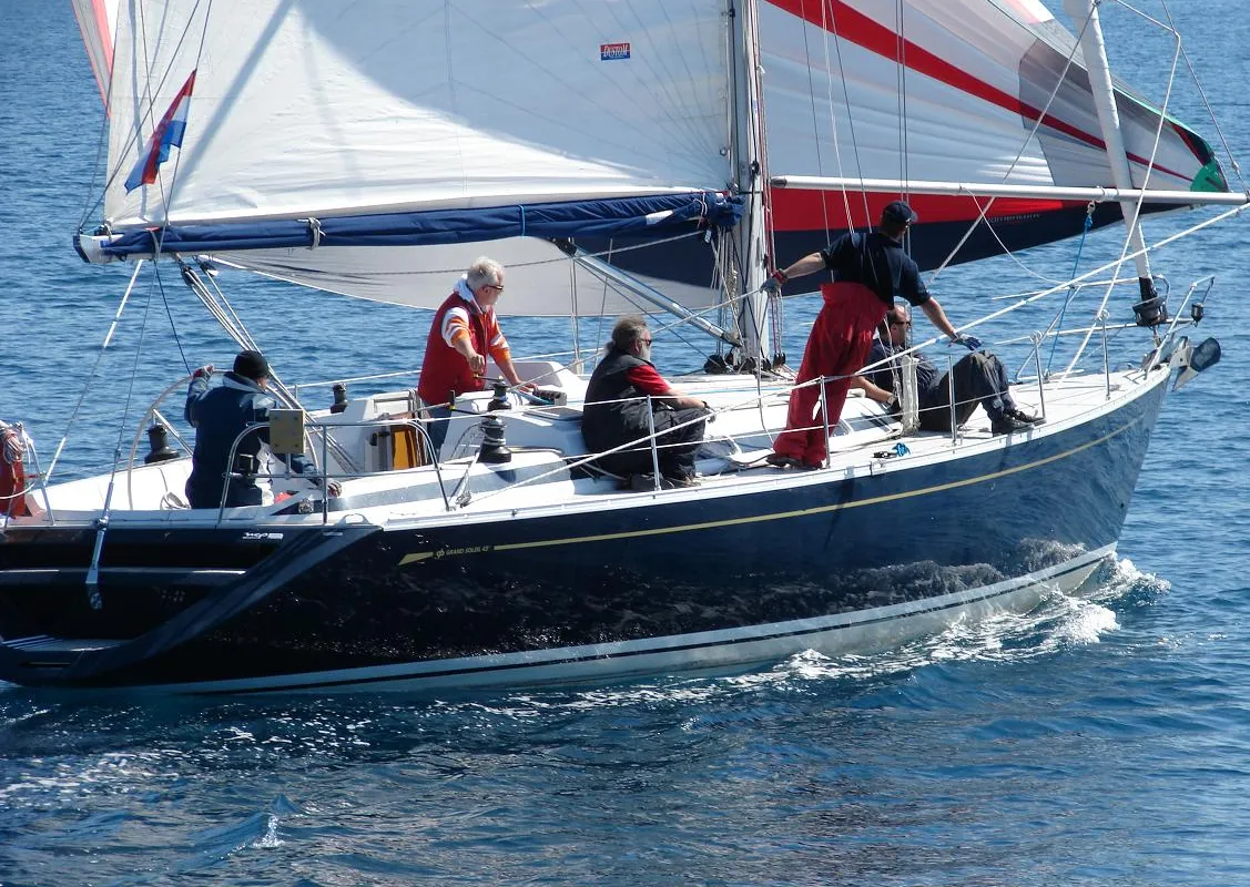 Exterior view of Skalice, a Grand Soleil 43 sailboat at Grad Šibenik, Croatia