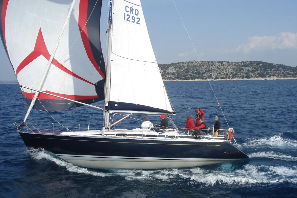 Exterior view of Skalice, a Grand Soleil 43 sailboat at Grad Šibenik, Croatia