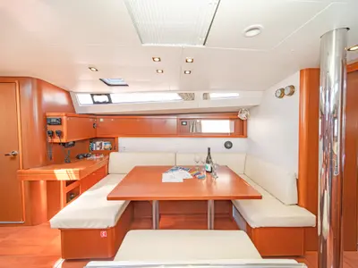 Salon of Jimmy's, a Beneteau Oceanis 48 sailboat at Athens, Greece
