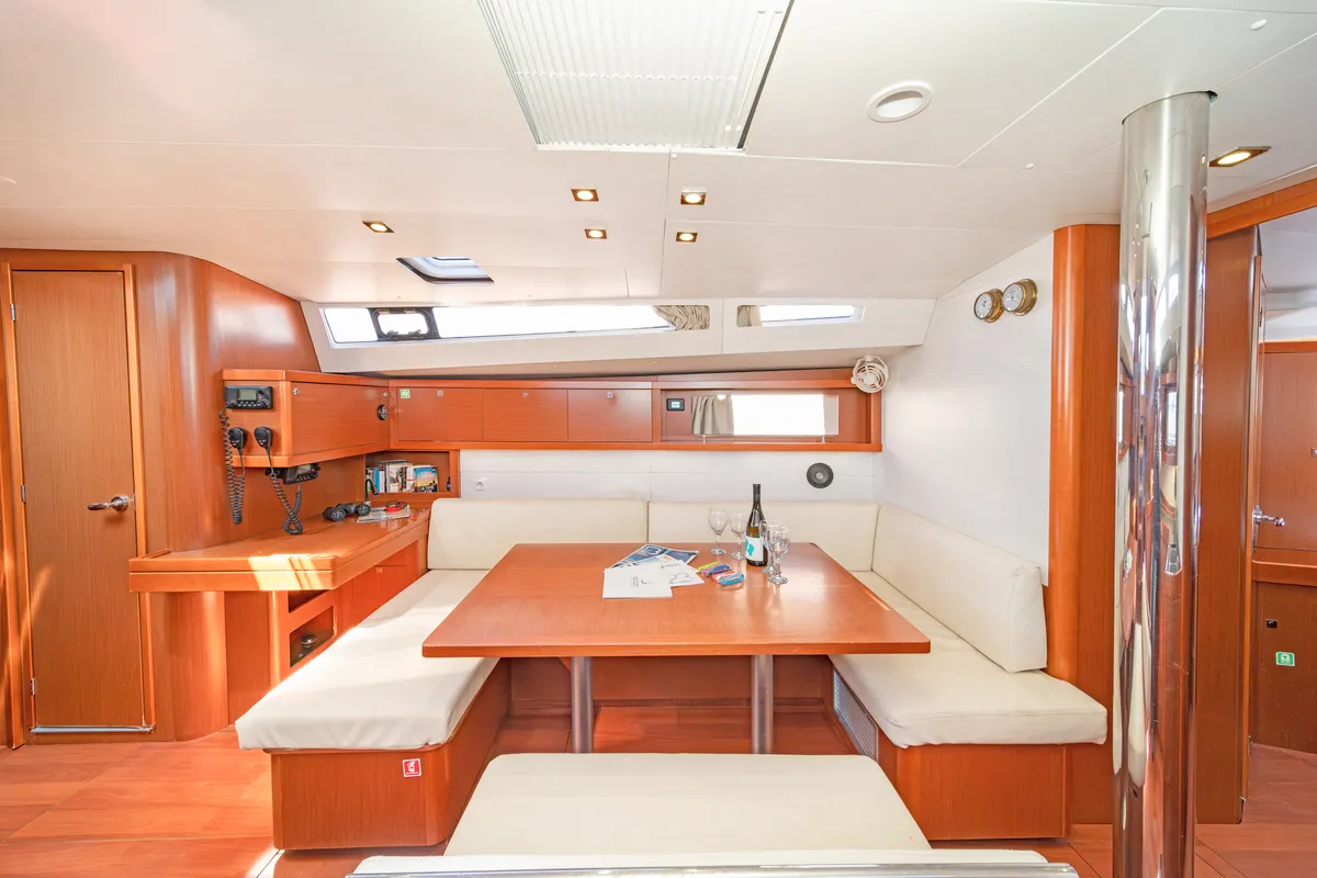 Salon of Jimmy's, a Beneteau Oceanis 48 sailboat at Athens, Greece