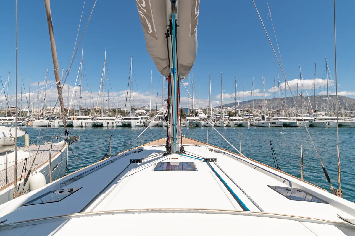 Exterior view of Jimmy's, a Beneteau Oceanis 48 sailboat at Athens, Greece