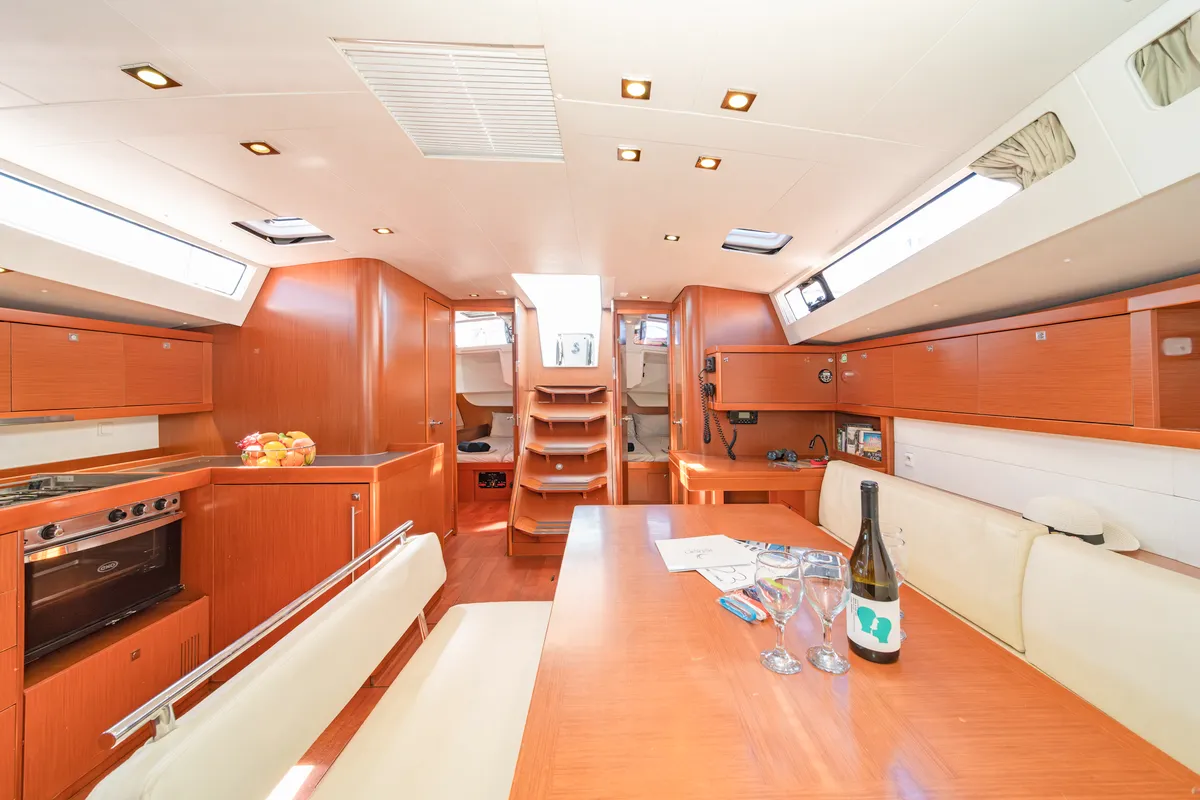Salon of Jimmy's, a Beneteau Oceanis 48 sailboat at Athens, Greece