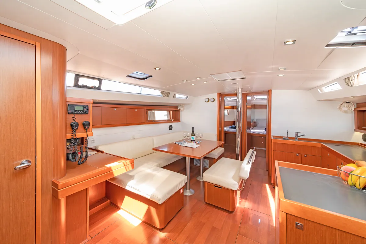 Salon of Jimmy's, a Beneteau Oceanis 48 sailboat at Athens, Greece