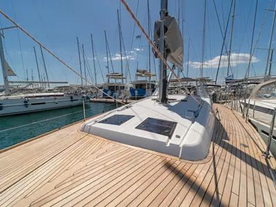 Deck of Jimmy's, a Beneteau Oceanis 48 sailboat at Athens, Greece