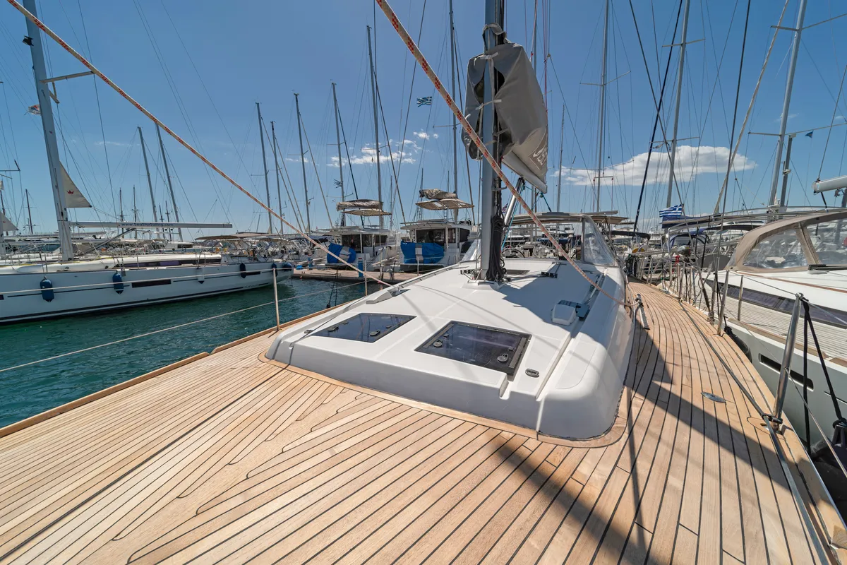 Deck of Jimmy's, a Beneteau Oceanis 48 sailboat at Athens, Greece