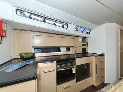 Galley of Aventura, a Hanse 460 sailboat at Dubrovnik, Croatia