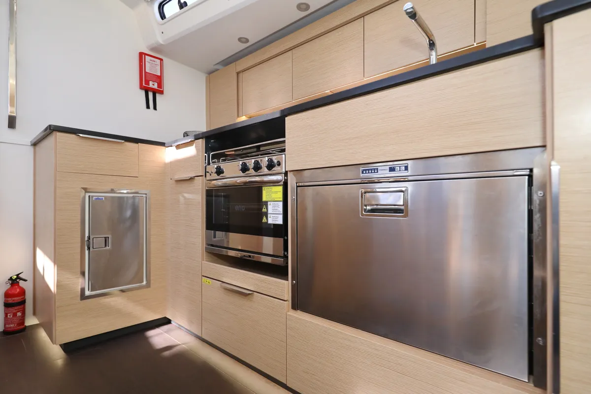 Galley of Aventura, a Hanse 460 sailboat at Dubrovnik, Croatia