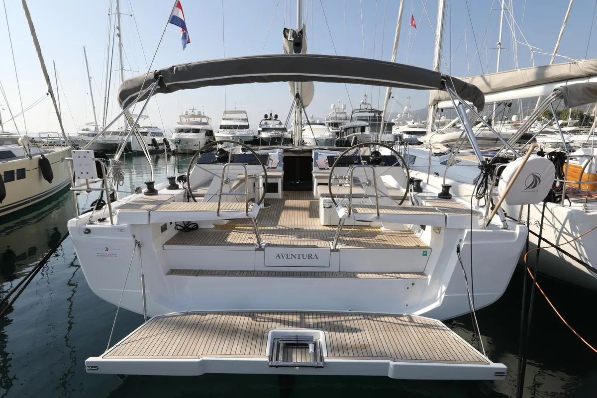 Exterior view of Aventura, a Hanse 460 sailboat at Dubrovnik, Croatia
