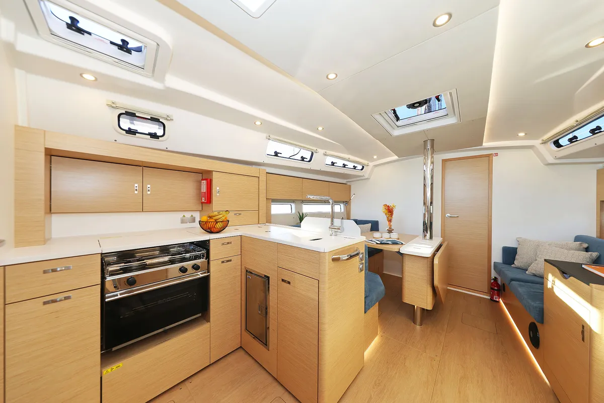 Galley of Amelie, a Hanse 360 sailboat at Grad Kaštela, Croatia