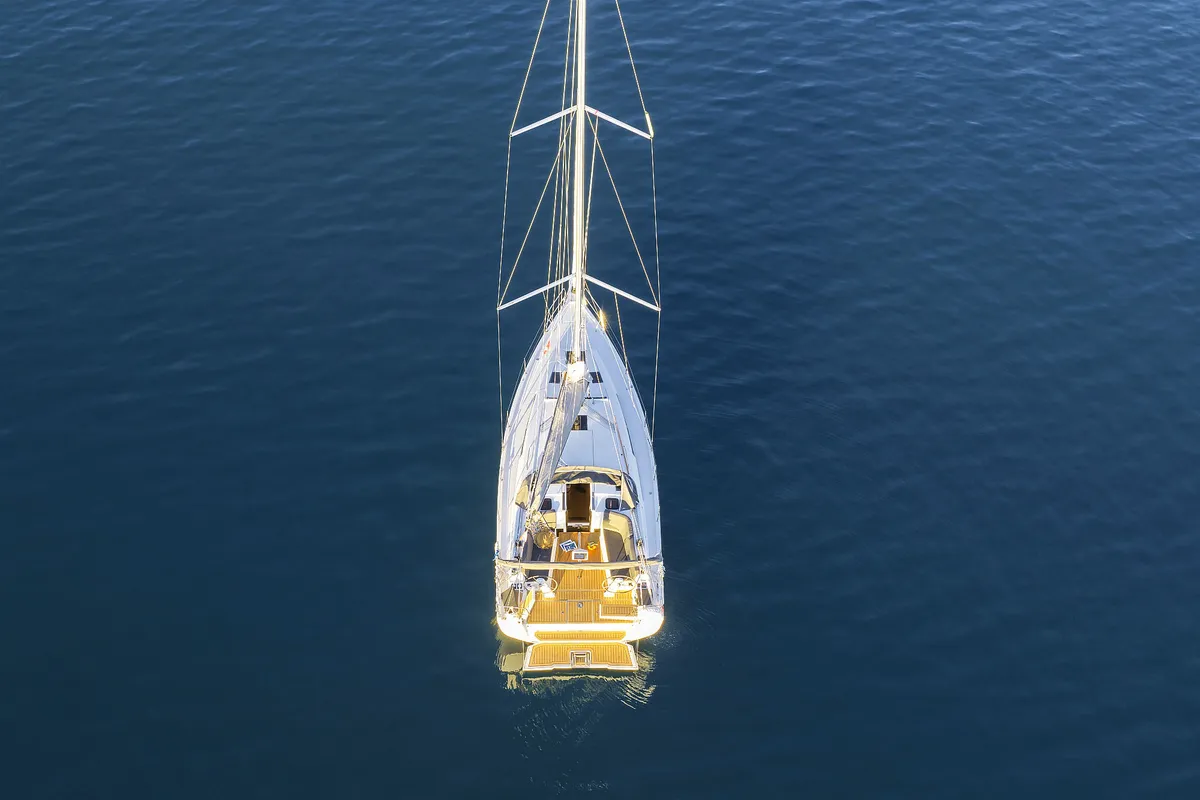 Exterior view of Amelie, a Hanse 360 sailboat at Grad Kaštela, Croatia