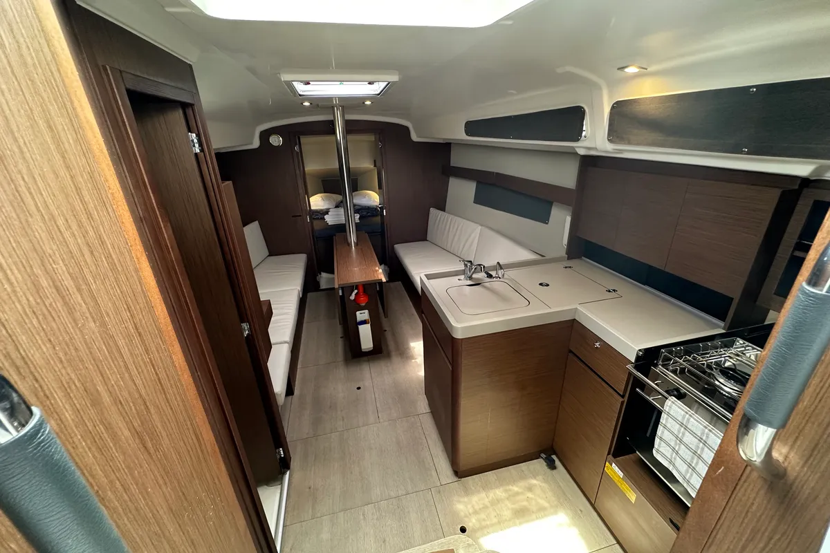 Salon of Aria, a Beneteau Oceanis 34.1 sailboat at Athens, Greece