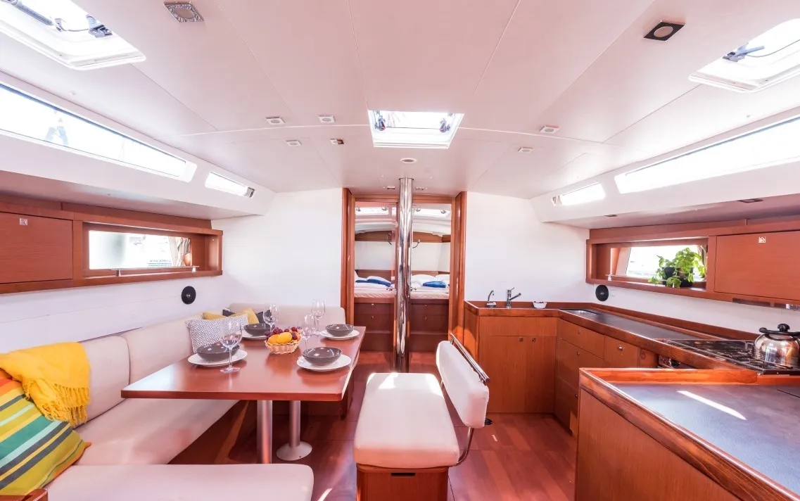 Salon of Summer Dream, a Beneteau Oceanis 48 sailboat at Split, Croatia