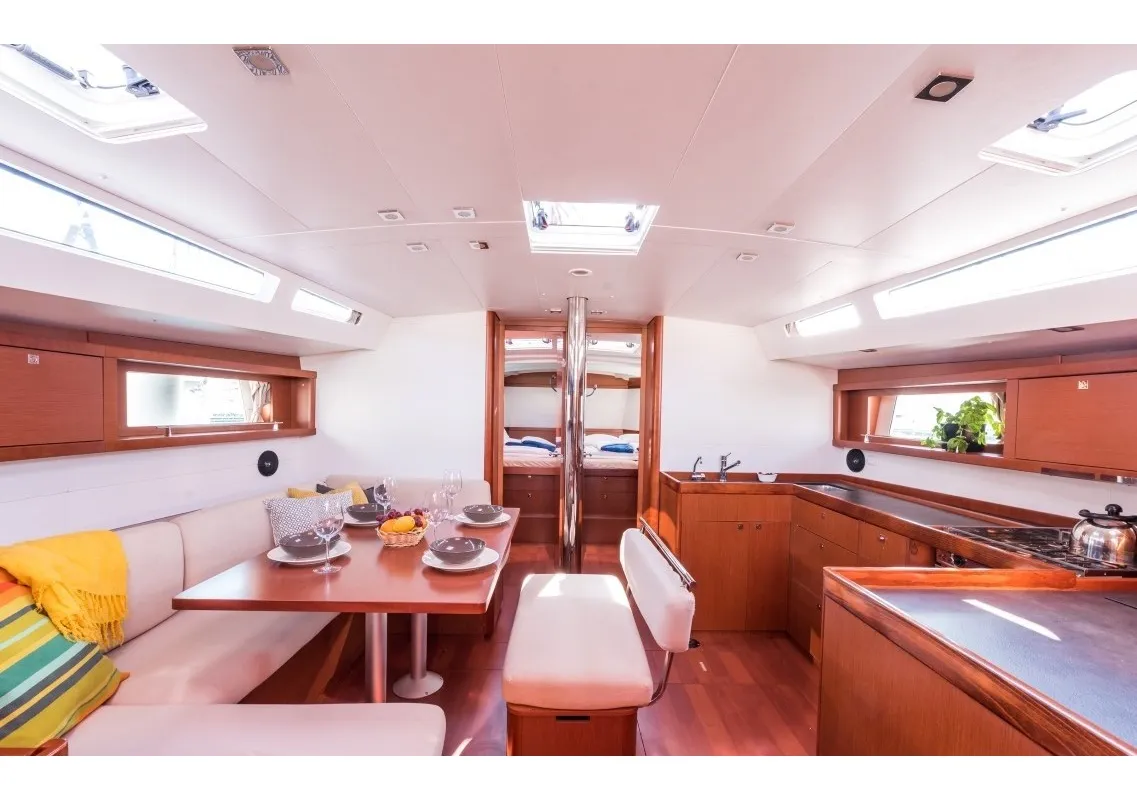 Salon of Summer Dream, a Beneteau Oceanis 48 sailboat at Split, Croatia