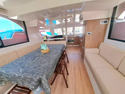 Salon of FONTANA, a Bali Catspace catamaran at Sant Antoni de Portmany, Spain