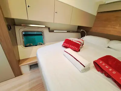 Cabin on FONTANA, a Bali Catspace catamaran at Sant Antoni de Portmany, Spain
