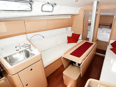 Salon of THETIS, a Beneteau First 35 sailboat at Grad Pula, Croatia