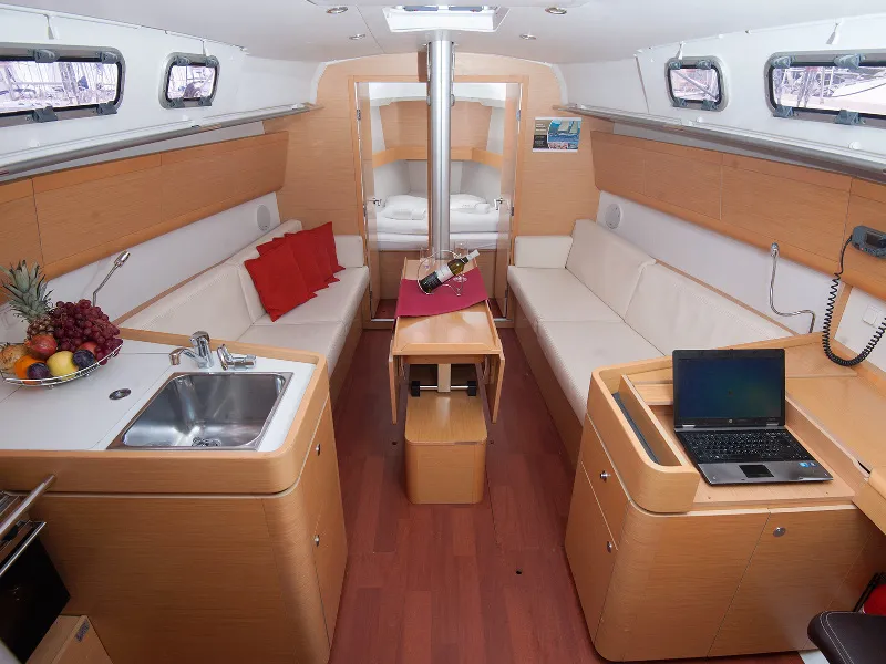 Salon of THETIS, a Beneteau First 35 sailboat at Grad Pula, Croatia