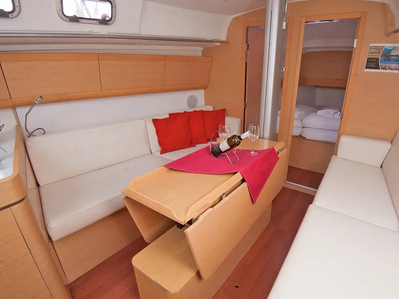 Salon of THETIS, a Beneteau First 35 sailboat at Grad Pula, Croatia