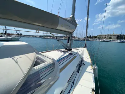 Deck of THETIS, a Beneteau First 35 sailboat at Grad Pula, Croatia
