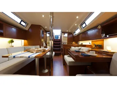 Salon of Beleza, a Beneteau Oceanis 41 sailboat at Municipal Unit of Lefkada, Greece