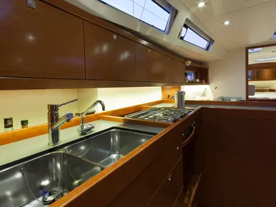 Galley of Beleza, a Beneteau Oceanis 41 sailboat at Municipal Unit of Lefkada, Greece