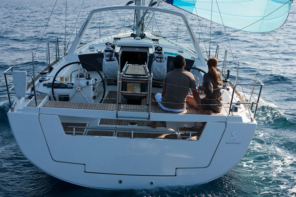 Cockpit of Beleza, a Beneteau Oceanis 41 sailboat at Municipal Unit of Lefkada, Greece