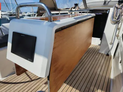 Deck of Nika, a Dufour 390 GL sailboat at Grad Kaštela, Croatia