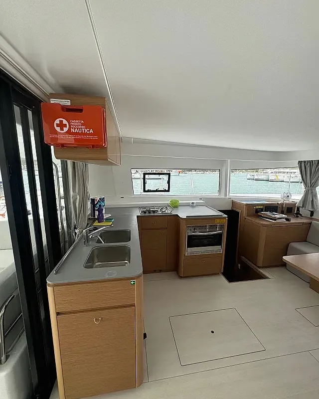 Galley of Princess Rita, a Excess 14 catamaran at Seget Donji, Croatia