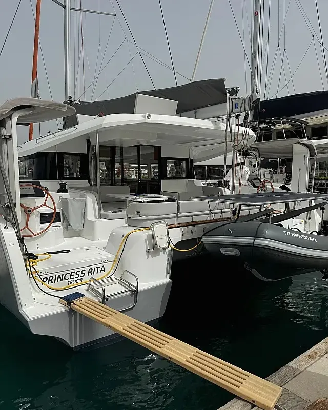 Exterior view of Princess Rita, a Excess 14 catamaran at Seget Donji, Croatia