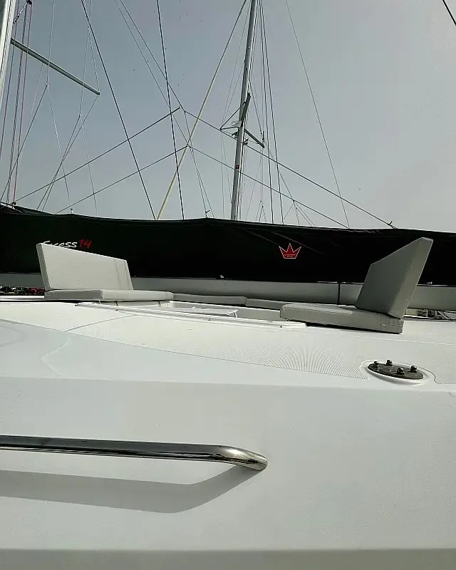 Deck of Princess Rita, a Excess 14 catamaran at Seget Donji, Croatia
