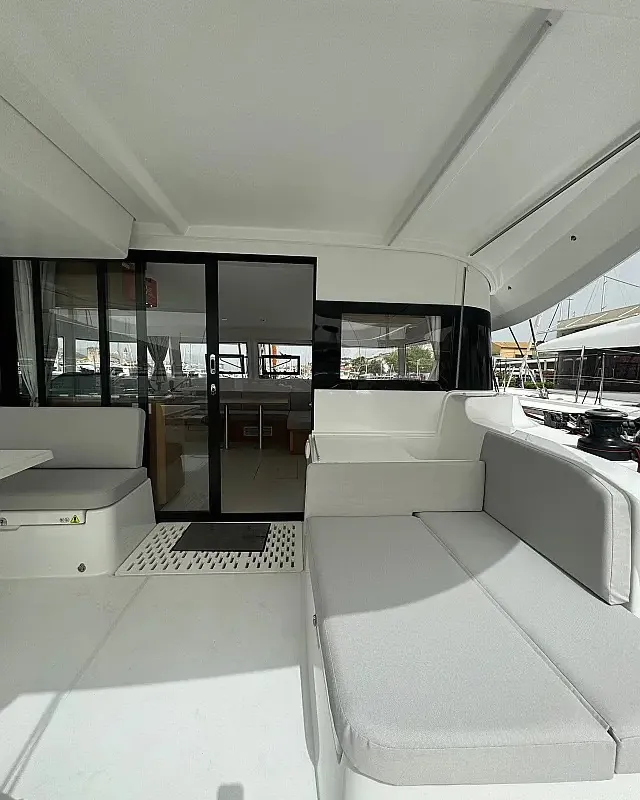 Deck of Princess Rita, a Excess 14 catamaran at Seget Donji, Croatia