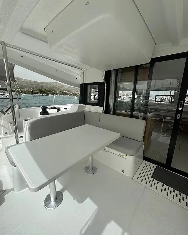Deck of Princess Rita, a Excess 14 catamaran at Seget Donji, Croatia