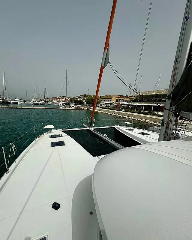 Deck of Princess Rita, a Excess 14 catamaran at Seget Donji, Croatia