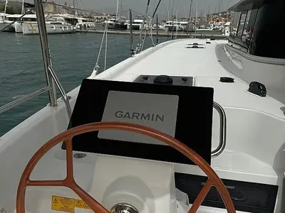 Cockpit of Princess Rita, a Excess 14 catamaran at Seget Donji, Croatia
