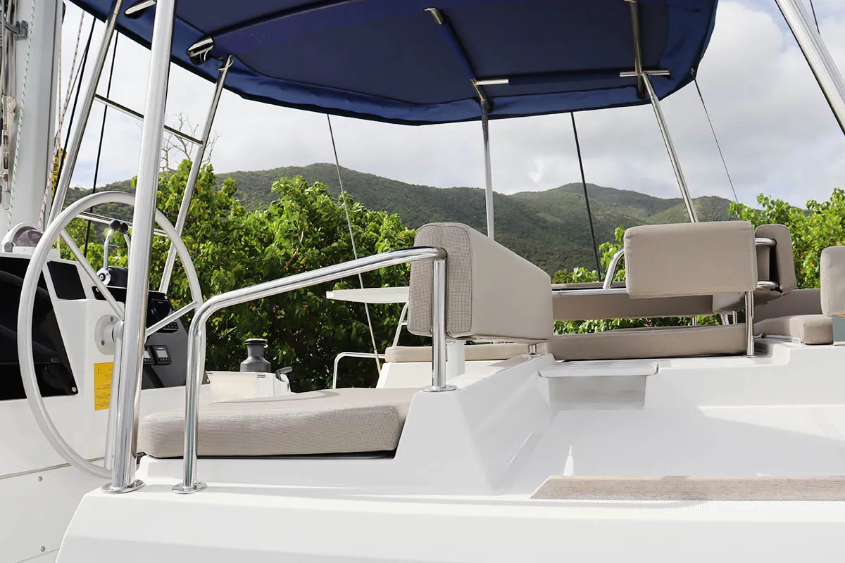 Cockpit of Joy, a Bali 4.6 catamaran at Road Town, British Virgin Islands