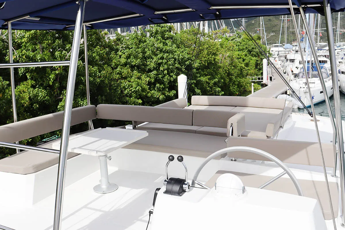 Cockpit of Joy, a Bali 4.6 catamaran at Road Town, British Virgin Islands