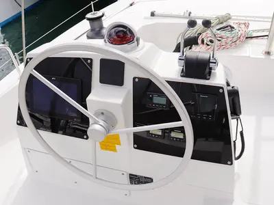 Cockpit of Joy, a Bali 4.6 catamaran at Road Town, British Virgin Islands