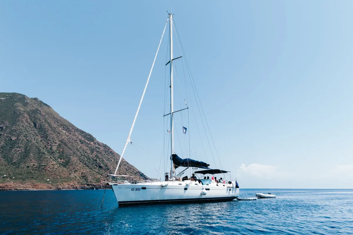 Exterior view of Maria Louise II, a Beneteau 50 sailboat at Capo d'Orlando, Italy