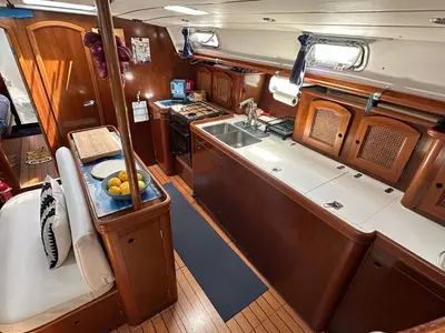 Galley of Maria Louise II, a Beneteau 50 sailboat at Capo d'Orlando, Italy