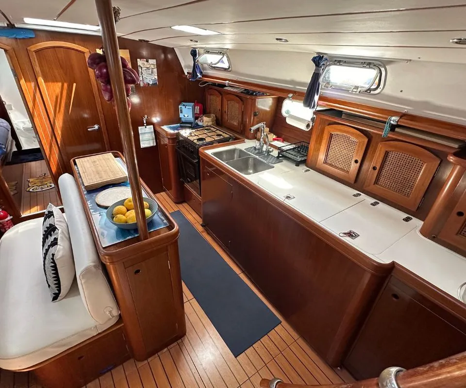 Galley of Maria Louise II, a Beneteau 50 sailboat at Capo d'Orlando, Italy