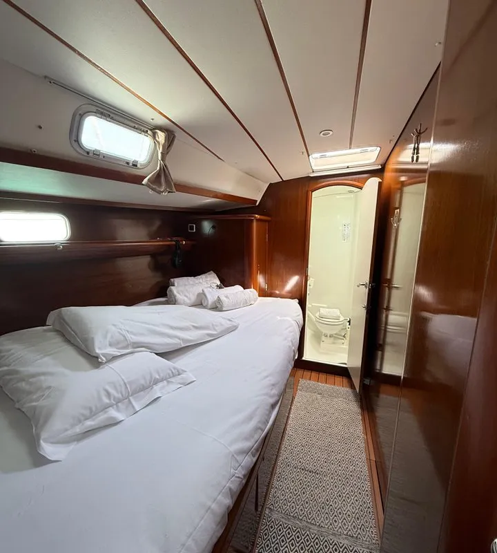 Cabin on Maria Louise II, a Beneteau 50 sailboat at Capo d'Orlando, Italy