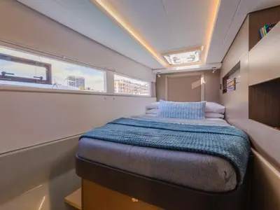 Cabin on SEAMANTA, a Leopard 45 catamaran at Azam Marina, Tanzania